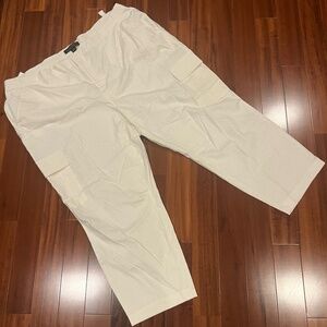 Sanctuary Off White Linen Blend Pants Cargo Pocket Crop Trouser Sz Plus 24W / 24